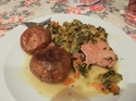 Gammon with spring greens